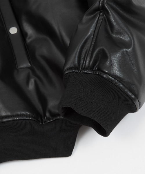 SIDEWAY STANCE（サイドウェイスタンス）の「【SIDEWAY STANCE】PUレザー ビッグシルエット MA-1 ミリタリー ジャケット（MA-1・メンズ・ブラック・LARGE/MEDIUM）」の8枚目の写真