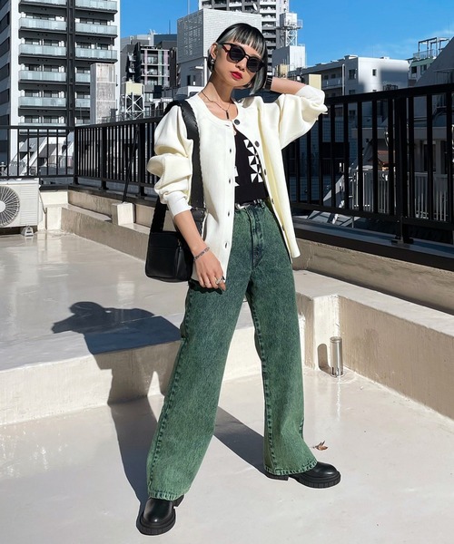 PAGEBOY(ページボーイ)の「クリスピードルマンカーディガン(カーディガン/ボレロ・レディース・グリーン/レッド/パープル/ブラック/オフホワイト・FREE)」の14枚目の写真