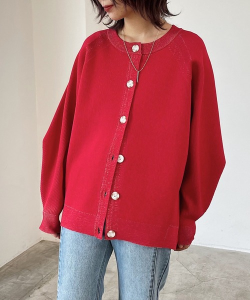 PAGEBOY(ページボーイ)の「クリスピードルマンカーディガン(カーディガン/ボレロ・レディース・グリーン/レッド/パープル/ブラック/オフホワイト・FREE)」の11枚目の写真