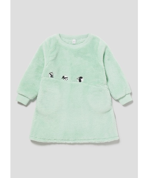 Design Tshirts Store graniph(デザイン ティーシャツ ストア グラニフ)の「ローリングパンダズ|キッズボアAラインワンピース(ワンピース・キッズ・ミント・110/130)」の9枚目の写真