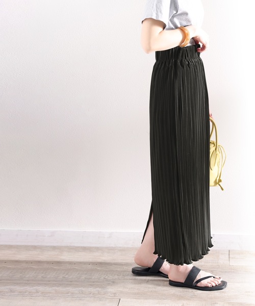 セール】《ms+ ideal》きらり揺らめく。メロープリーツタイトロング  