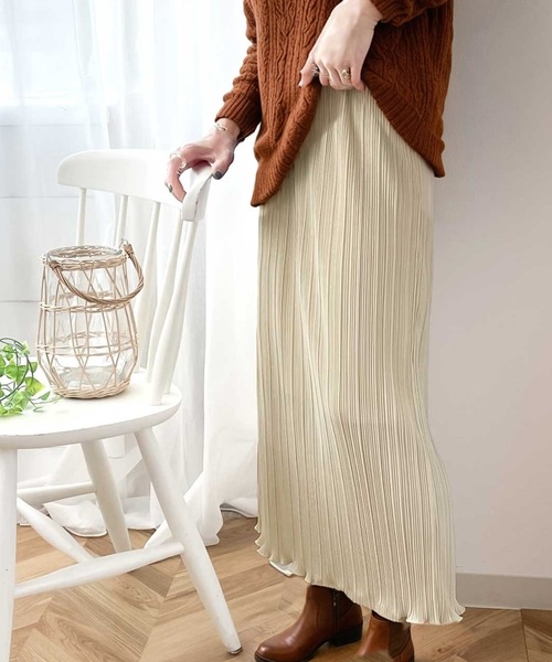 セール】《ms+ ideal》きらり揺らめく。メロープリーツタイトロング