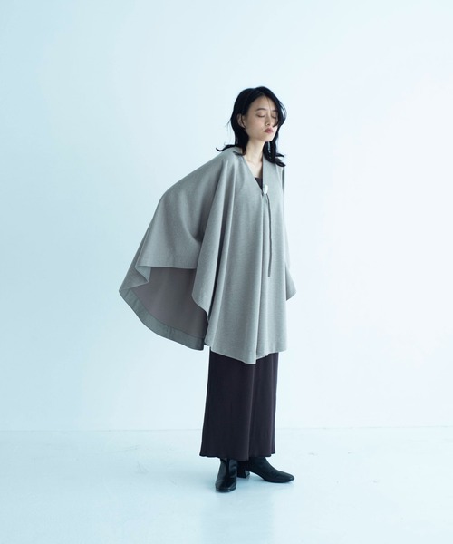 ONEME（ワンム）の「【 ONEME 】 ポタリーパーツポンチョ（ポンチョ・レディース・グレイッシュベージュ/ブラック・FREE）」の11枚目の写真