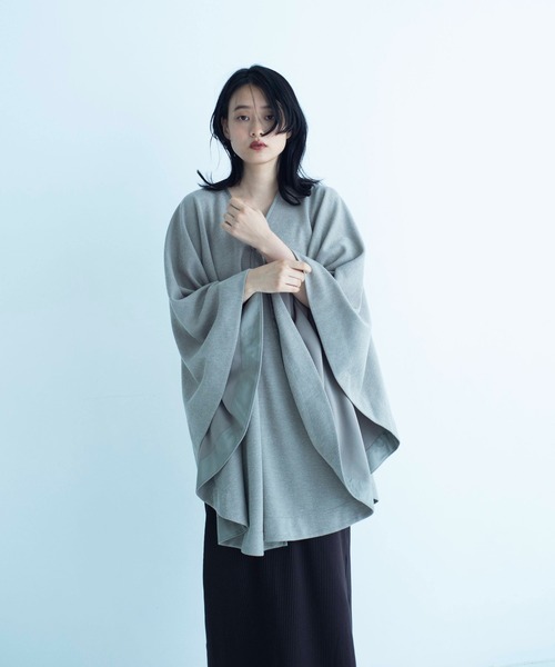 ONEME（ワンム）の「【 ONEME 】 ポタリーパーツポンチョ（ポンチョ・レディース・グレイッシュベージュ/ブラック・FREE）」の12枚目の写真