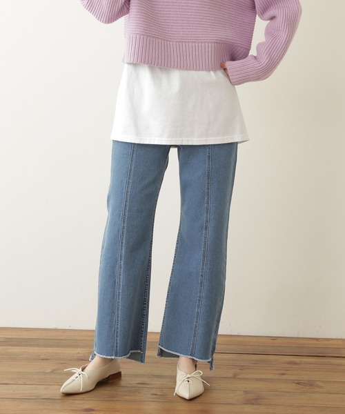 N.(N. Natural Beauty Basic)(エヌエヌナチュラルビューティーベーシック)の「【S Size Line】◆カットオフフレアデニムパンツ(デニムパンツ・レディース・ブラック系その他/ライトインディゴブルー・SMALL/MEDIUM)」の6枚目の写真