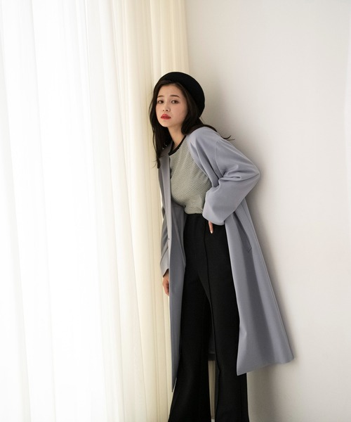 FREE'S MART（フリーズマート）の「◆Vノーカラーコート（ノーカラーコート・レディース・サックスブルー/ベージュ/オレンジ・MEDIUM/SMALL）」の13枚目の写真