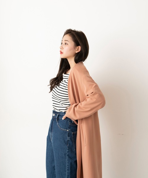 FREE'S MART（フリーズマート）の「◆Vノーカラーコート（ノーカラーコート・レディース・サックスブルー/ベージュ/オレンジ・MEDIUM/SMALL）」の9枚目の写真