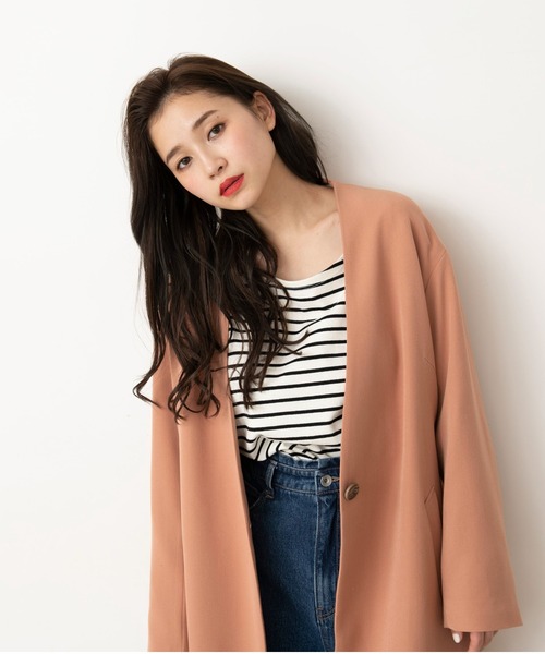 FREE'S MART（フリーズマート）の「◆Vノーカラーコート（ノーカラーコート・レディース・サックスブルー/ベージュ/オレンジ・MEDIUM/SMALL）」の19枚目の写真