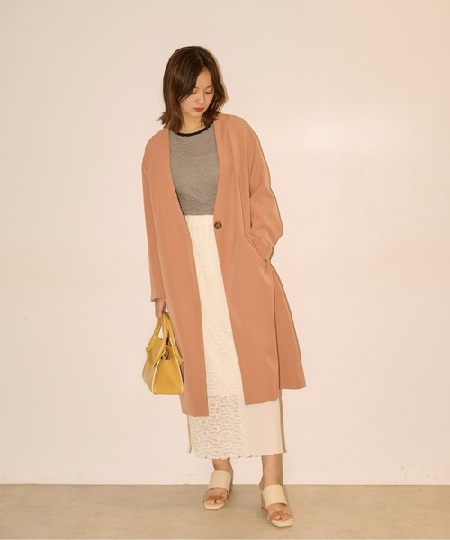 FREE'S MART（フリーズマート）の「◆Vノーカラーコート（ノーカラーコート・レディース・サックスブルー/ベージュ/オレンジ・MEDIUM/SMALL）」の22枚目の写真