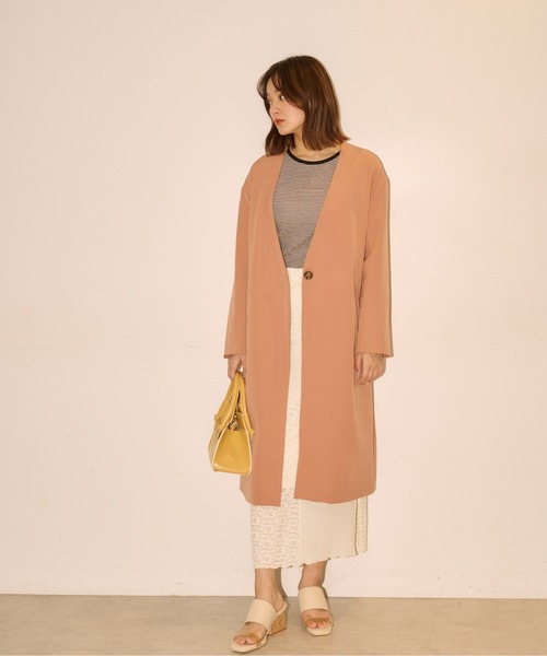 FREE'S MART（フリーズマート）の「◆Vノーカラーコート（ノーカラーコート・レディース・サックスブルー/ベージュ/オレンジ・MEDIUM/SMALL）」の21枚目の写真