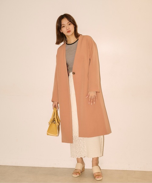 FREE'S MART（フリーズマート）の「◆Vノーカラーコート（ノーカラーコート・レディース・サックスブルー/ベージュ/オレンジ・MEDIUM/SMALL）」の20枚目の写真