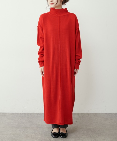 PUAL CE CIN（ピュアルセシン）の「【洗えるニット】ウォッシャブルニットチュニック（ワンピース・レディース・ブラック/ネイビー/レッド/グリーン・FREE）」の20枚目の写真