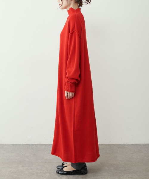 PUAL CE CIN（ピュアルセシン）の「【洗えるニット】ウォッシャブルニットチュニック（ワンピース・レディース・ブラック/ネイビー/レッド/グリーン・FREE）」の21枚目の写真