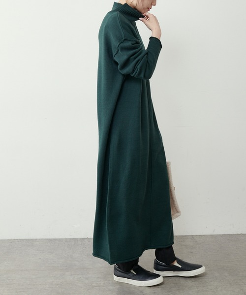 PUAL CE CIN（ピュアルセシン）の「【洗えるニット】ウォッシャブルニットチュニック（ワンピース・レディース・ブラック/ネイビー/レッド/グリーン・FREE）」の11枚目の写真