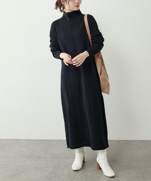 PUAL CE CIN（ピュアルセシン）の「【洗えるニット】ウォッシャブルニットチュニック（ワンピース・レディース・ブラック/ネイビー/レッド/グリーン・FREE）」の17枚目の写真