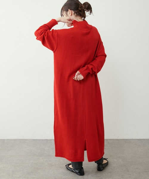 PUAL CE CIN（ピュアルセシン）の「【洗えるニット】ウォッシャブルニットチュニック（ワンピース・レディース・ブラック/ネイビー/レッド/グリーン・FREE）」の8枚目の写真