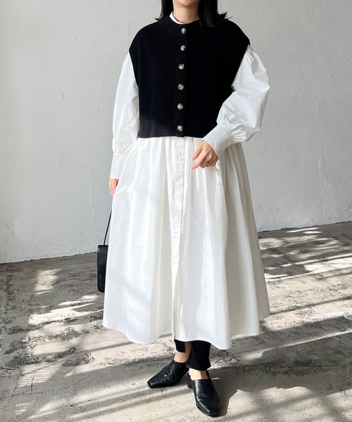 LIAN（リアン）の「2WAYニットベスト×シャツワンピース（シャツワンピース・レディース・オフホワイト/ブラック/ベージュ・FREE）」の17枚目の写真