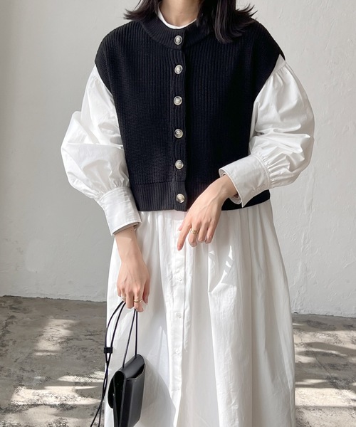 LIAN（リアン）の「2WAYニットベスト×シャツワンピース（シャツワンピース・レディース・オフホワイト/ブラック/ベージュ・FREE）」の21枚目の写真