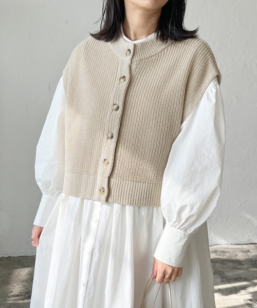 LIAN（リアン）の「2WAYニットベスト×シャツワンピース（シャツワンピース・レディース・オフホワイト/ブラック/ベージュ・FREE）」の14枚目の写真