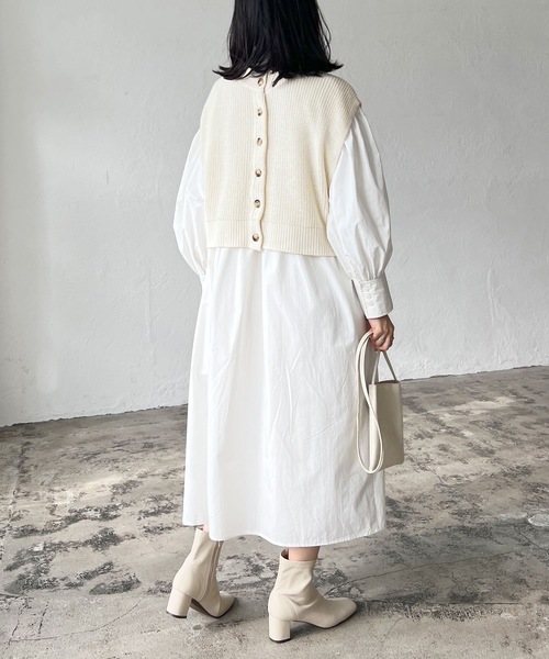 LIAN（リアン）の「2WAYニットベスト×シャツワンピース（シャツワンピース・レディース・オフホワイト/ブラック/ベージュ・FREE）」の19枚目の写真