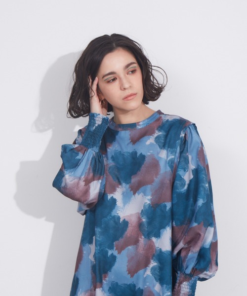 NOMINE（ノミネ）の「2WAY袖ボリューム柄ワンピース（ワンピース・レディース・グリーン/アイボリー/イエロー/ダークグリーン・フリー）」の6枚目の写真