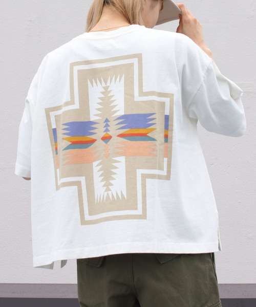 PENDLETON（ペンドルトン）の「PENDLETON/ペンドルトン　ショートレングスTEE　SHORT LENGTH TEE　2275-8111（Tシャツ/カットソー・レディース・オフホワイト/ミント/ライトベージュ・FREE）」の2枚目の写真