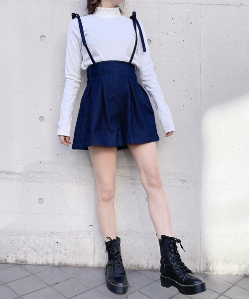 lilLilly（リルリリー）の「デニムリボンショートパンツ（デニムパンツ・レディース・ブラック/ライトブルー/インディゴブルー・FREE）」の11枚目の写真