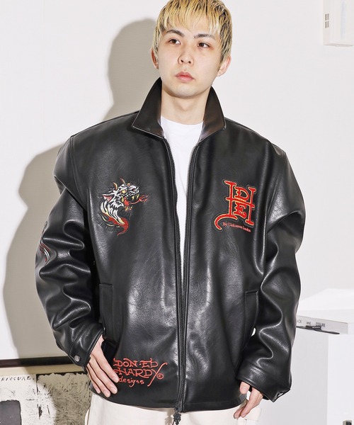 Ed Hardy(エドハーディー)の「UNKNOWN/アンノウン × Ed Hardy/エドハーディー コラボ MULTI PATCHES LEATHER JACKET PUレザー レザージャケット ロゴ刺繍(ライダースジャケット・メンズ・ブラック・XL/L/M)」の22枚目の写真