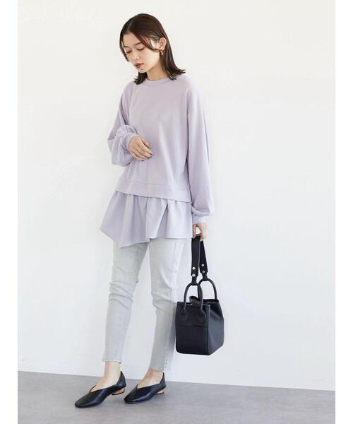 Green　Parks（グリーンパークス）の「ピグメントスキニーパンツ＊（その他パンツ・レディース・ライトグレー/ベージュ・S/M/L）」の3枚目の写真