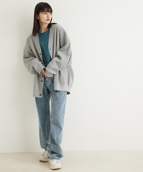 JUNRED(ジュンレッド)の「リブニットオーバーサイズカーディガン(カーディガン/ボレロ・メンズ・チャコールグレー/ライトグレー/グリーン/ブルー系その他4/ベージュ系その他・S/M/L)」の6枚目の写真