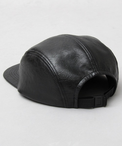 glabella（グラベラ）の「ヴィンテージレザー風 フェイクレザー ジェットキャップ / キャップ（キャップ・メンズ・ブラック・FREE）」の3枚目の写真