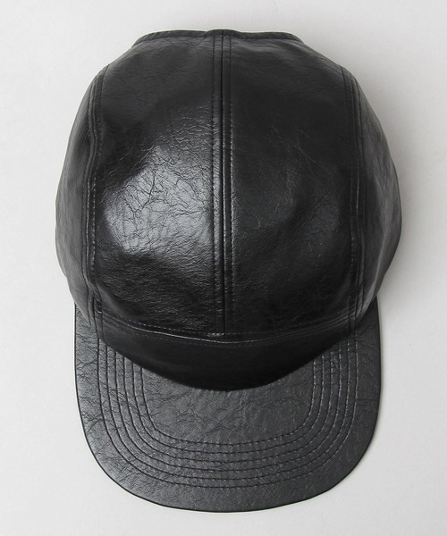 glabella（グラベラ）の「ヴィンテージレザー風 フェイクレザー ジェットキャップ / キャップ（キャップ・メンズ・ブラック・FREE）」の6枚目の写真