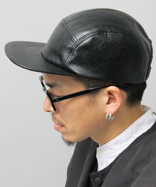 glabella（グラベラ）の「ヴィンテージレザー風 フェイクレザー ジェットキャップ / キャップ（キャップ・メンズ・ブラック・FREE）」の10枚目の写真