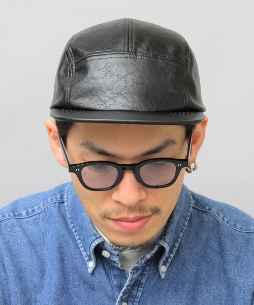 glabella（グラベラ）の「ヴィンテージレザー風 フェイクレザー ジェットキャップ / キャップ（キャップ・メンズ・ブラック・FREE）」の11枚目の写真