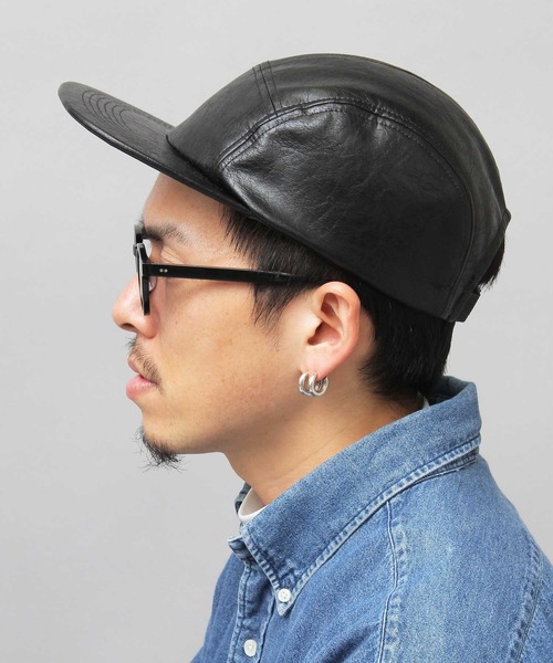 glabella（グラベラ）の「ヴィンテージレザー風 フェイクレザー ジェットキャップ / キャップ（キャップ・メンズ・ブラック・FREE）」の12枚目の写真
