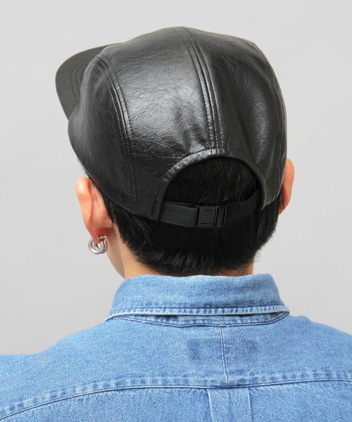 glabella（グラベラ）の「ヴィンテージレザー風 フェイクレザー ジェットキャップ / キャップ（キャップ・メンズ・ブラック・FREE）」の13枚目の写真