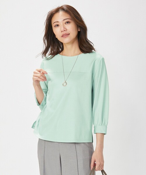 J.PRESS（ジェイプレス）の「コットンリブ カットソー（Tシャツ/カットソー・レディース・ライトグリーン系/ホワイト系/ライトグレー系・T15/T13）」の2枚目の写真