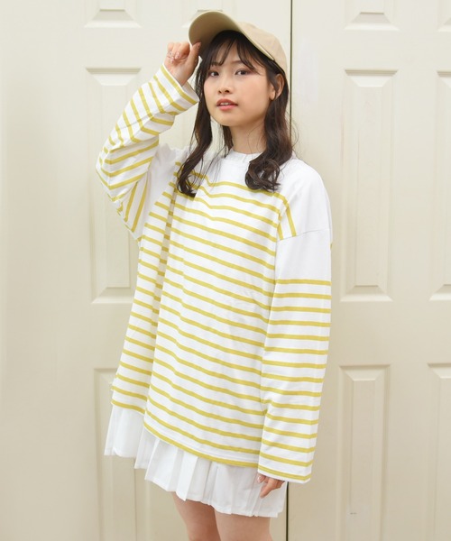 sango(sango)の「天竺パネルボーダールーズロンT(Tシャツ/カットソー・レディース・ネイビー/レッド/イエロー/グリーン・FREE)」の20枚目の写真