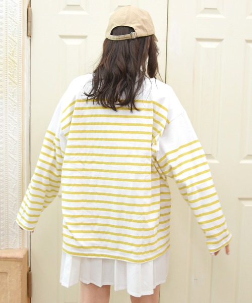 sango(sango)の「天竺パネルボーダールーズロンT(Tシャツ/カットソー・レディース・ネイビー/レッド/イエロー/グリーン・FREE)」の21枚目の写真