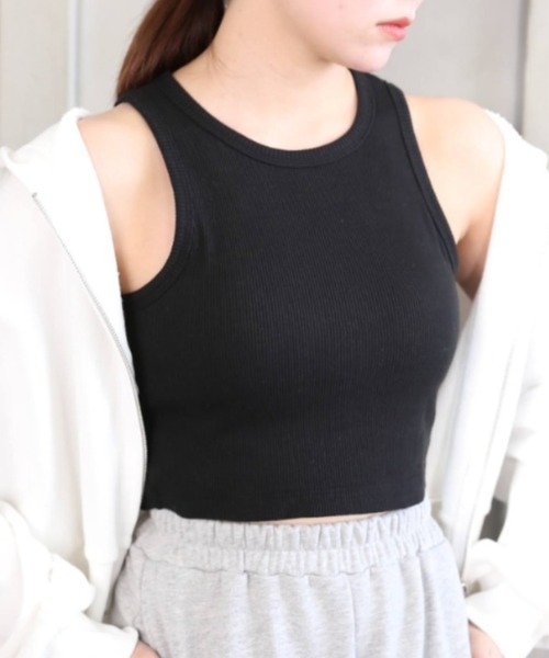 moment+（モーメントプラス）の「綿100％リブ.カップ付きアメスリショートタンク（タンクトップ・レディース・ブラック/ベージュ/オフホワイト/モカ/ナチュラル/ターコイズブルー/オレンジ/クリアグリーン・M）」の16枚目の写真