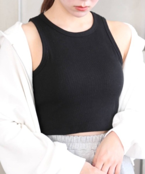 moment+（モーメントプラス）の「綿100％リブ.カップ付きアメスリショートタンク（タンクトップ・レディース・ブラック/ベージュ/オフホワイト/モカ/ナチュラル/ターコイズブルー/オレンジ/クリアグリーン・M）」の17枚目の写真