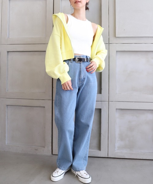 moment+（モーメントプラス）の「綿100％リブ.カップ付きアメスリショートタンク（タンクトップ・レディース・ブラック/ベージュ/オフホワイト/モカ/ナチュラル/ターコイズブルー/オレンジ/クリアグリーン・M）」の13枚目の写真