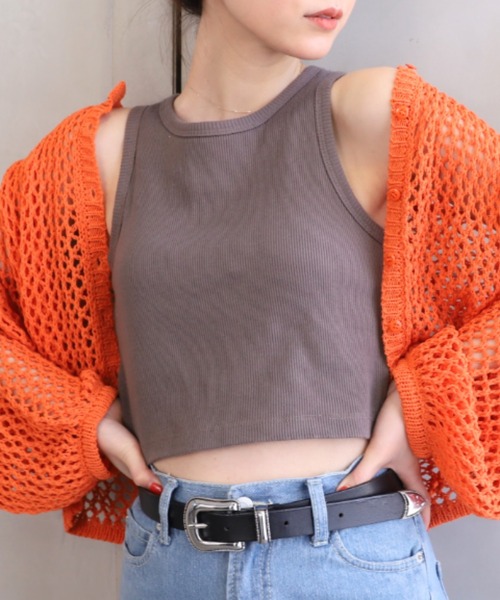 moment+（モーメントプラス）の「綿100％リブ.カップ付きアメスリショートタンク（タンクトップ・レディース・ブラック/ベージュ/オフホワイト/モカ/ナチュラル/ターコイズブルー/オレンジ/クリアグリーン・M）」の21枚目の写真