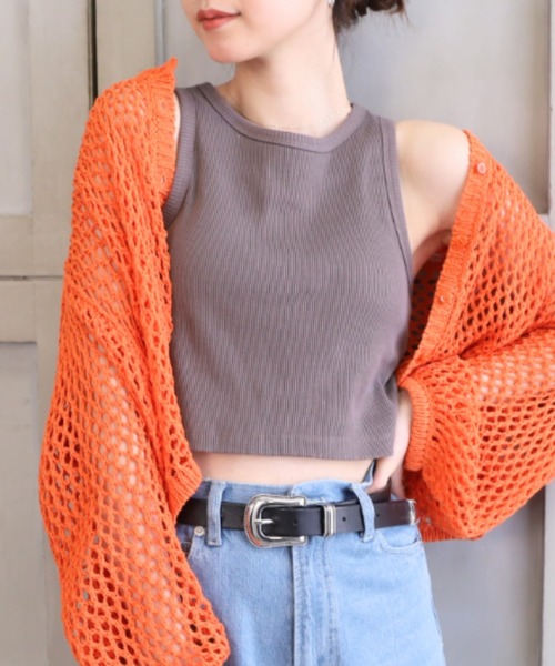 moment+（モーメントプラス）の「綿100％リブ.カップ付きアメスリショートタンク（タンクトップ・レディース・ブラック/ベージュ/オフホワイト/モカ/ナチュラル/ターコイズブルー/オレンジ/クリアグリーン・M）」の22枚目の写真