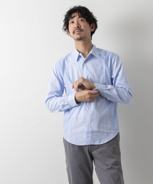 NOLLEY'S goodman（ノーリーズグッドマン）の「ブロード切り替えシャツ(さりげなくオシャレな爽やかシャツ)（シャツ/ブラウス・メンズ・ブルー系その他3/ブルー系その他7・MEDIUM/LARGE/SMALL/X-LARGE）」の4枚目の写真