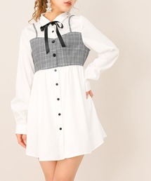 ビスチェ風シャツワンピース【M~3L】