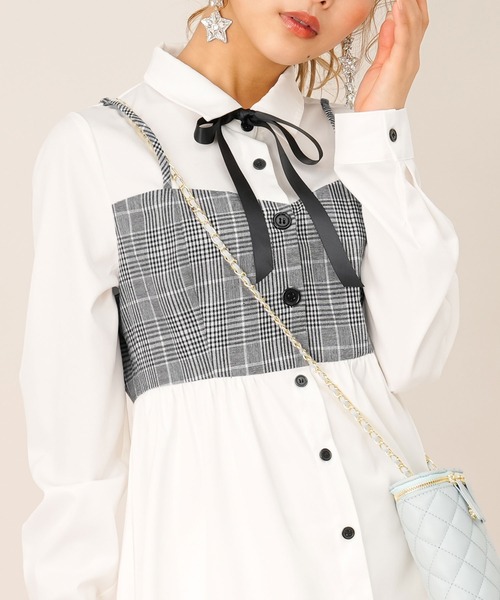 Diable baiser(ディアブルベーゼ)の「ビスチェ風シャツワンピース【M~3L】(ワンピース・レディース・ホワイト・MEDIUM/LARGE/X-LARGE/XX-LARGE)」の5枚目の写真