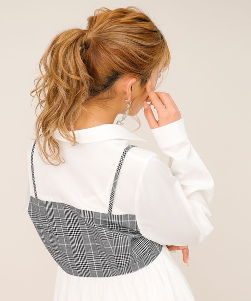 Diable baiser(ディアブルベーゼ)の「ビスチェ風シャツワンピース【M~3L】(ワンピース・レディース・ホワイト・MEDIUM/LARGE/X-LARGE/XX-LARGE)」の2枚目の写真