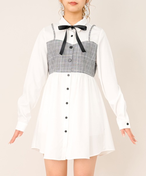 Diable baiser(ディアブルベーゼ)の「ビスチェ風シャツワンピース【M~3L】(ワンピース・レディース・ホワイト・MEDIUM/LARGE/X-LARGE/XX-LARGE)」の4枚目の写真