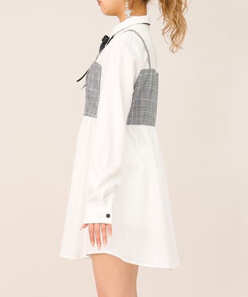 Diable baiser(ディアブルベーゼ)の「ビスチェ風シャツワンピース【M~3L】(ワンピース・レディース・ホワイト・MEDIUM/LARGE/X-LARGE/XX-LARGE)」の11枚目の写真